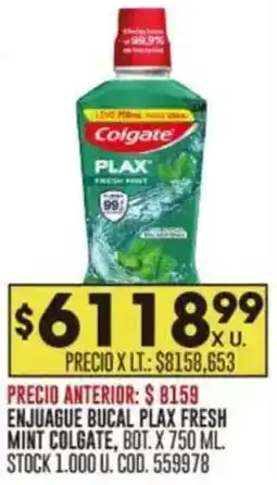 Coto Colgate enjuague bucal plax fresh mint oferta