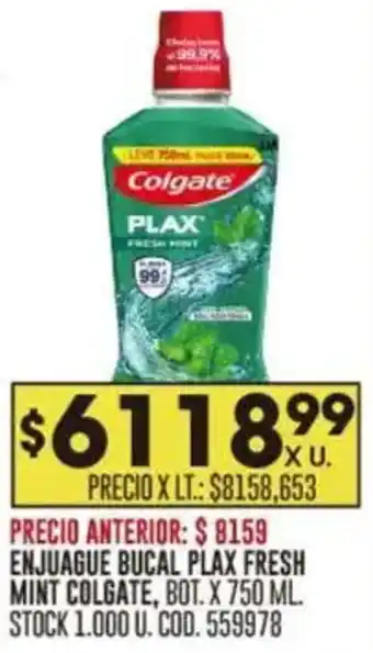 Coto Colgate enjuague bucal plax fresh mint oferta