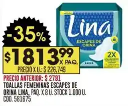 Coto Lina toallas femeninas escapes de orina oferta