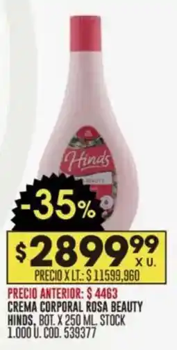 Coto Hinds crema corporal rosa beauty oferta
