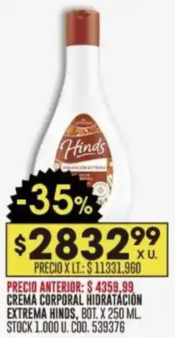 Coto Hinds crema corporal hidratación extrema oferta