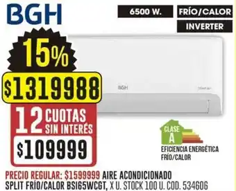 Coto Bgh aire acondicionado split frío/calor oferta