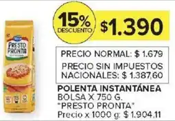 Carrefour Presto pronta polenta instantánea bolsa oferta