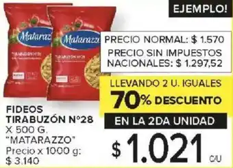 Carrefour Matarazzo tirabuzón fideos nº28 oferta