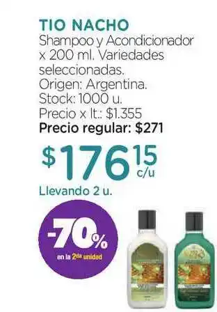 Farmacity Tio Nacho Shampoo Y Acondicionador Variedades Seleccionadas x 200ml oferta