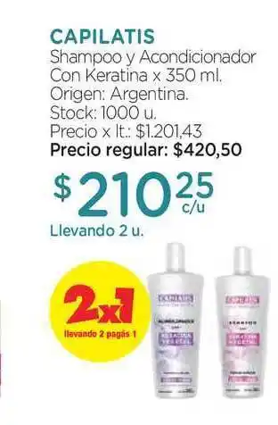 Farmacity Capilatis Shampoo Y Acondicionador Con Keratina x 350ml oferta