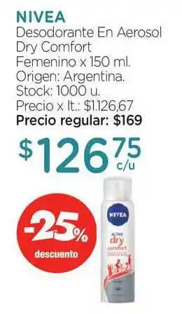 Farmacity Nivea Desodorante En Aerosol Dry Comfort Feminino x 150ml oferta