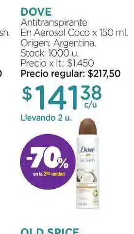 Farmacity Dove Antitranspirante En Aerosol Coco x 150ml oferta