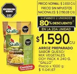 Carrefour Gallo arroz preparado sabor queso/ mix vegetales oferta