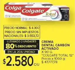 Carrefour Colgate total 12 crema dental carbón activado oferta