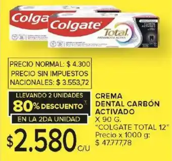 Carrefour Colgate total 12 crema dental carbón activado oferta