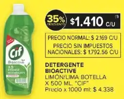 Carrefour Cif detergente bioactive limón/lima botella oferta