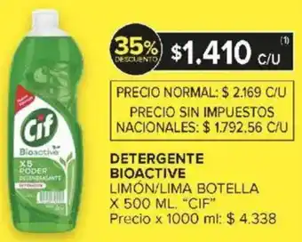 Carrefour Cif detergente bioactive limón/lima botella oferta