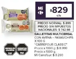 Carrefour Carrefour classic galletitas multicereal con avena + pasas/chips oferta