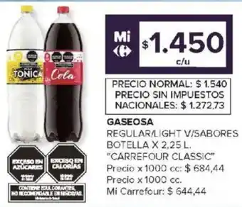 Carrefour Carrefour classic gaseosa regular/light v/sabores oferta