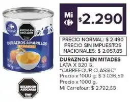 Carrefour Carrefour classic duraznos en mitades oferta