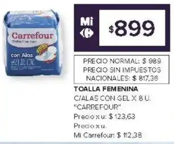 Carrefour Carrefour toalla femenina c/alas con gel oferta