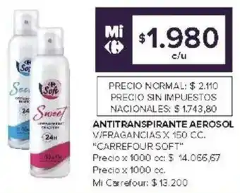 Carrefour Carrefour soft antitranspirante aerosol vifragancias oferta
