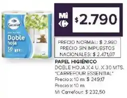 Carrefour Papel higiénico doble hoja oferta