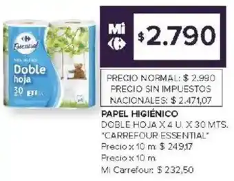 Carrefour Papel higiénico doble hoja oferta
