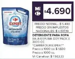 Carrefour Carrefour expert detergente para ropa baja espuma oferta