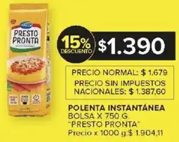 Carrefour Presto pronta polenta instantánea oferta
