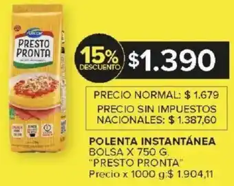 Carrefour Presto pronta polenta instantánea oferta