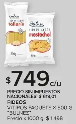 Carrefour Bulnez fideos v/tipos paquete oferta