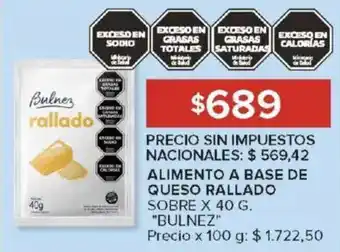 Carrefour Bulnez alimento a base de queso rallado sobre oferta