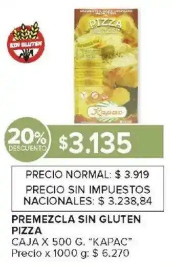 Carrefour Kapac pizza premezcla sin gluten caja oferta