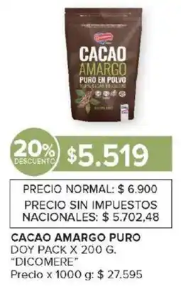 Carrefour Dicomere cacao amargo cacao amargo puro oferta