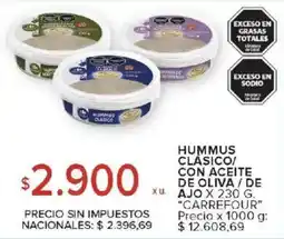 Carrefour Carrefour hummus clásico/ con aceite de oliva/de xu ajo oferta