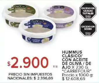Carrefour Carrefour hummus clásico/ con aceite de oliva/de xu ajo oferta