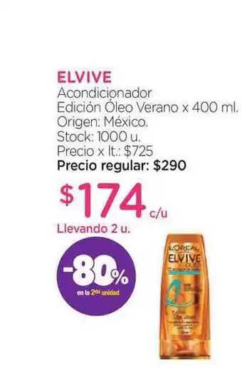 Farmacity Elvive Acondicionador Edición Óleo Verano x 400ml oferta