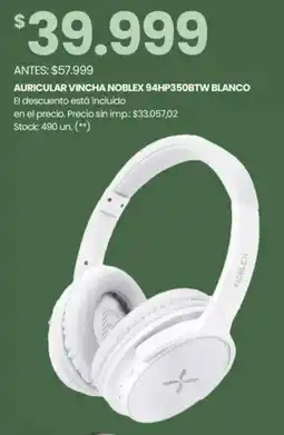 Changomas Auricular vincha noblex 94hp350btw blanco oferta