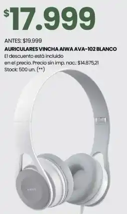 Changomas Auriculares vincha aiwa ava-102 blanco oferta