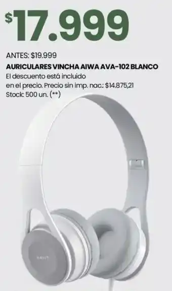 Changomas Auriculares vincha aiwa ava-102 blanco oferta