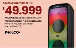 Changomas Philco torre de sonido oferta