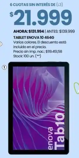 Changomas Enova tablet 10 464G oferta
