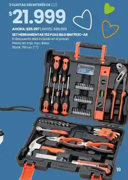 Changomas Set herramientas 152 pzas b&d bmt152c-ar oferta