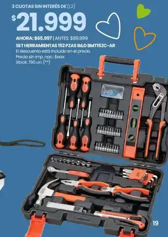 Changomas Set herramientas 152 pzas b&d bmt152c-ar oferta