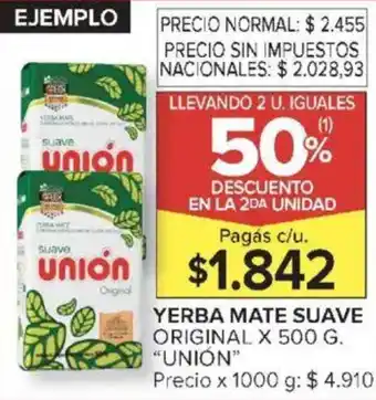 Carrefour Union Yerba Mate Suave oferta