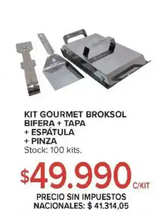 Carrefour Kit gourmet broksol bifera + tapa + espátula + pinza oferta