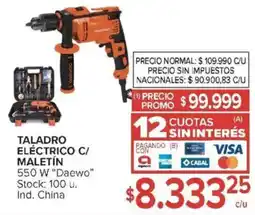 Carrefour Daewoo taladro eléctrico c/ maletín oferta
