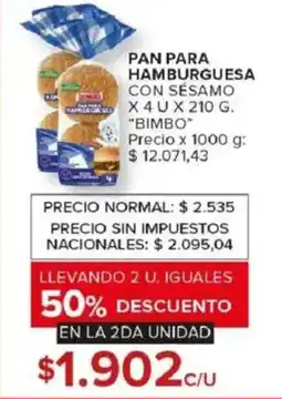 Carrefour Bimbo pan para hamburguesa oferta