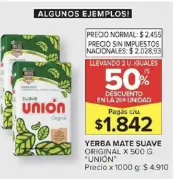 Carrefour Unión yerba mate suave original oferta
