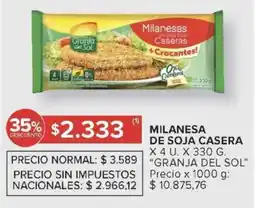 Carrefour Granja del sol milanesa de soja casera oferta