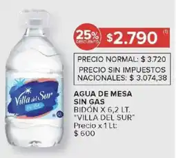 Carrefour Villa del sur agua de mesa sin gas bidón oferta