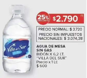Carrefour Villa del sur agua de mesa sin gas bidón oferta