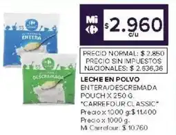 Carrefour Carrefour classic leche en polvo entera/descremada pouch oferta